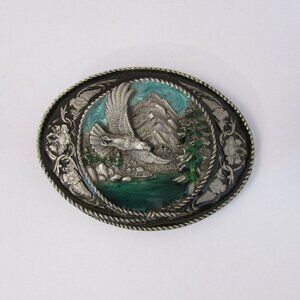Vintage Siskiyou Buckle Co. Inc. Belt Buckle USA 1991 Ornate Enamel Eagle